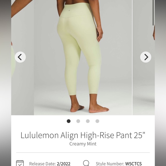 NWT Lululemon align high riseyoga pant 25” creamy mint nulu size 4 - Picture 2 of 3